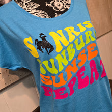 Sunrise, Sunset Bucking Horse~ Turquoise Scoop Neck Ladies Top
