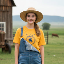 FFA emblem & WYO Steamboat ~ Gold Bella Tee - My Wyo Designs