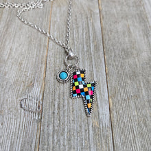 Checkered Lightning Bolt Necklace - My Wyo Designs