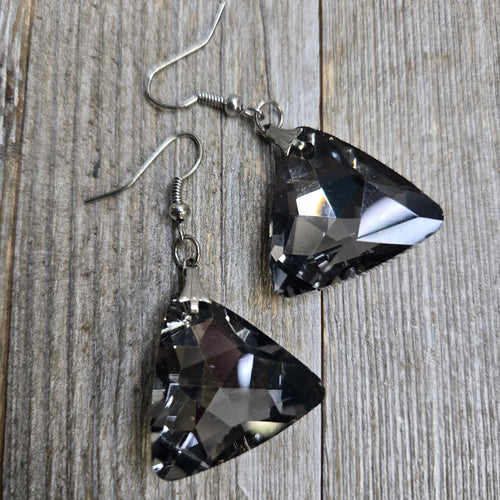 Trillion Grey Crystal Earrings - My Wyo Designs