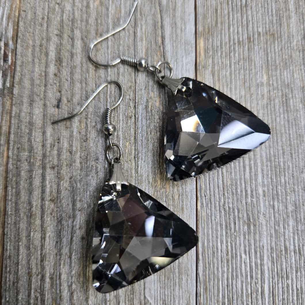Trillion Grey Crystal Earrings - My Wyo Designs