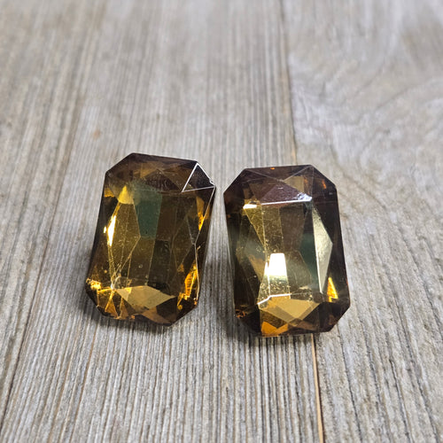 Large Crystal CLIP on earrings ~ Smokey Topaz - My Wyo Designs
