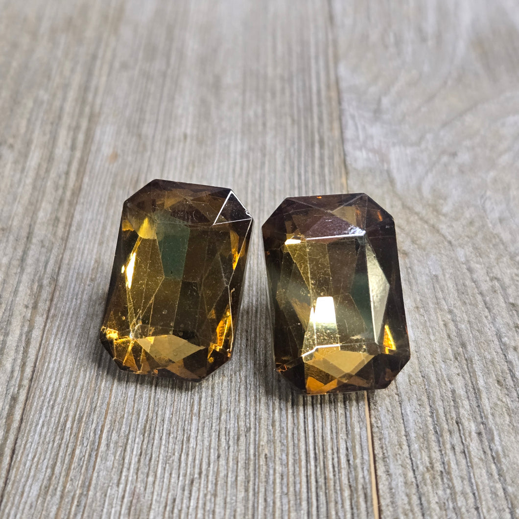 Large Crystal CLIP on earrings ~ Smokey Topaz - My Wyo Designs