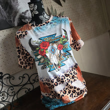 Leopard Roses Steer Skull ~ Abstract Leopard Tee - My Wyo Designs