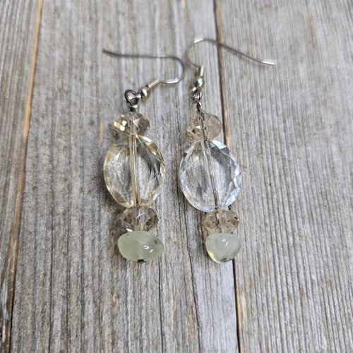 Cut Champagne Oval Crystal drop earrings - My Wyo Designs