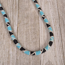 Nepal Beaded Tube Necklace ~Black & Teal - My Wyo Designs