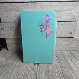 Big Bucking Horse Note Pad w/pen ~ Light Aqua & Tropical Floral - My Wyo Designs