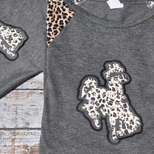 Cheetah ~Bucking Horse ~ Grey Raglan Sleeve Tee