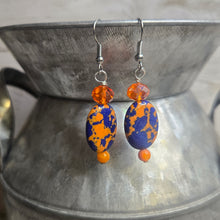 Royal & Orange Mosaic Oval Earring #3 - My Wyo Designs