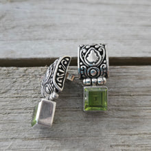 Vintage Peridot & Silver Hinged Square Earrings - My Wyo Designs