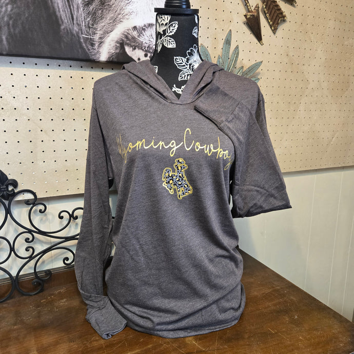Wyoming Cowboys ~ Leopard~ Bucking Horse Lightweight Hoodie
