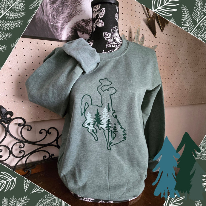 Deep in the Woods ~ Heather Green Gildan Sweatshirt