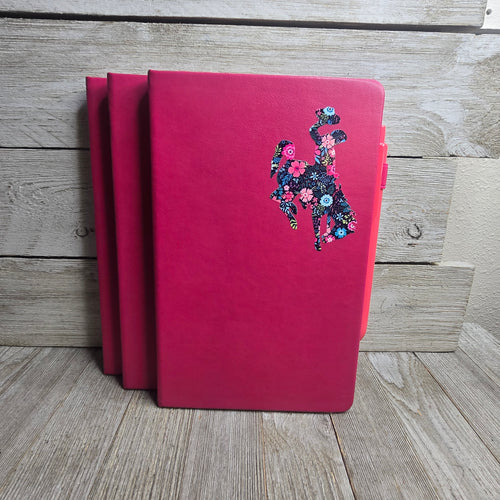 Big Bucking Horse Note Pad w/pen ~ Magenta & Summer Floral - My Wyo Designs