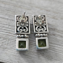Vintage Peridot & Silver Hinged Square Earrings - My Wyo Designs