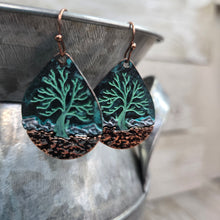 Tree in the Mountains~ Patina Teardrop Earrings