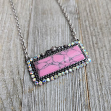 Pink Turquoise Stone Ball-Bar necklace