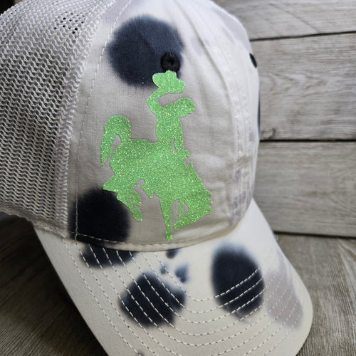 Summer Brights ~Bucking horse & Rider®️The Game Cap ~ Lime Green Glitter