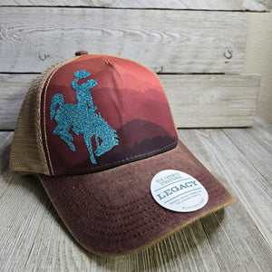 Desert Horizon Teal Bucking horse & Rider®️ Legacy Cap