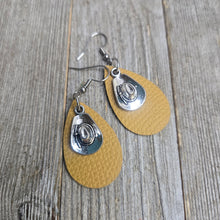 Itty Bitty Cowgirl Hat Leather earrings~ Mustard Wyo - My Wyo Designs