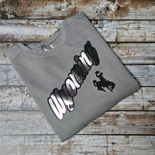Metallic Silver Wyoming ~ Charcoal Comfort Colors Sweatshirt (pre-order) - My Wyo Designs