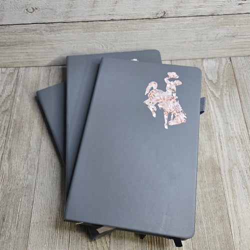 Big Bucking Horse Note Pad w/pen ~ Grey & Leaves - My Wyo Designs