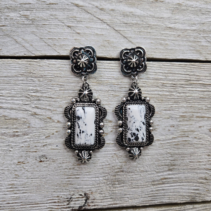 Tribal White Buffalo Turquoise (howlite) earrings