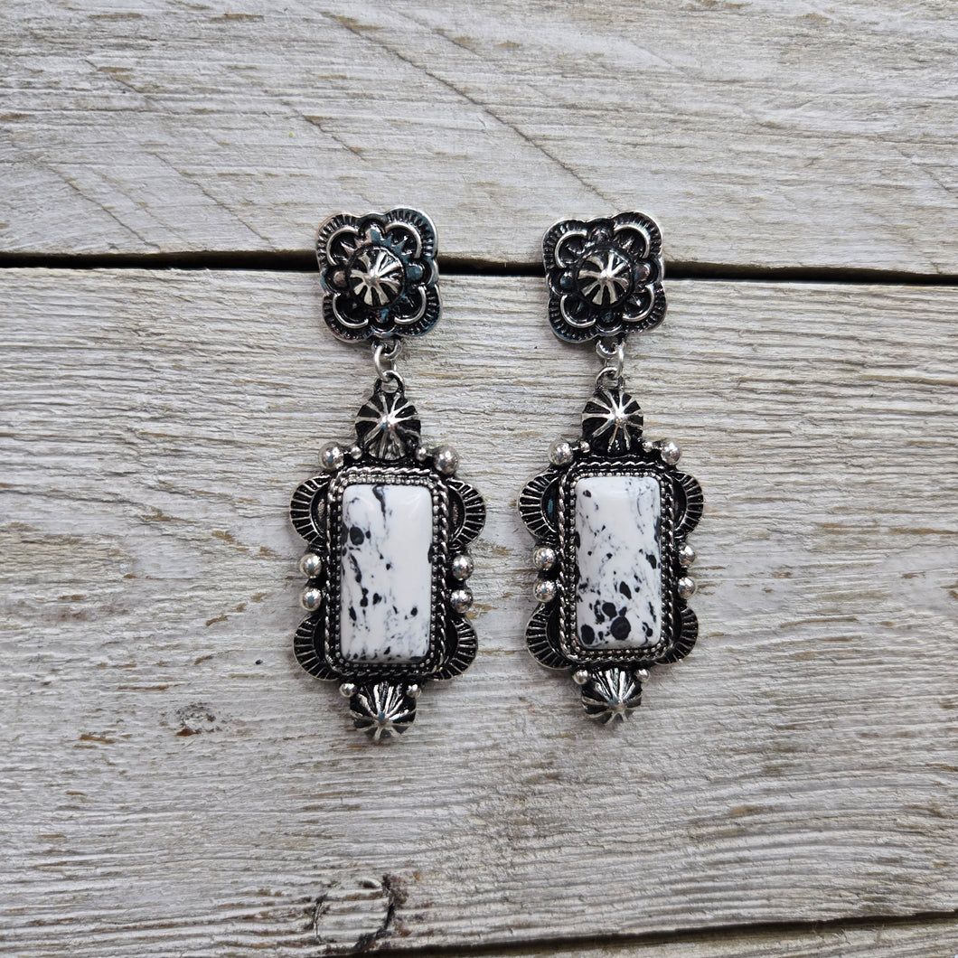 Tribal White Buffalo Turquoise (howlite) earrings