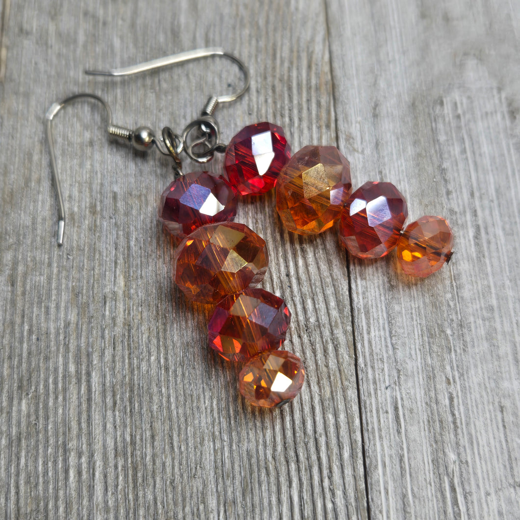 Ombre' Orange 4 Bead Cut Glass Earrings - My Wyo Designs