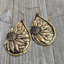 Brass ~Sunflower~ Teardrop Earrings
