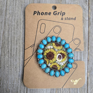 Sunflower & Turquoise Phone Grip - My Wyo Designs