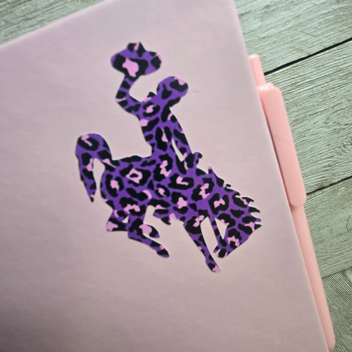 Big Bucking Horse Note Pad w/pen ~ Pink w/purple Leopard - My Wyo Designs