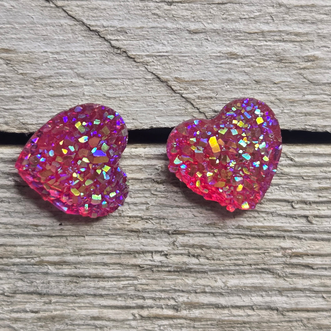 Small Pink Glitter Heart post earring - My Wyo Designs