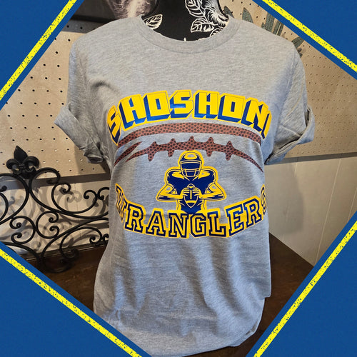 School & Mascot ~Throwback~ Football Grey tee (your school & mascot)