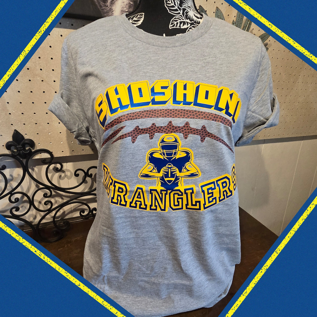 School & Mascot ~Throwback~ Football Grey tee (your school & mascot)