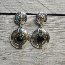 Silver/Gold Black Stone disc earrings - My Wyo Designs