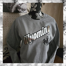 Metallic Silver Wyoming ~ Charcoal Comfort Colors Sweatshirt (pre-order) - My Wyo Designs
