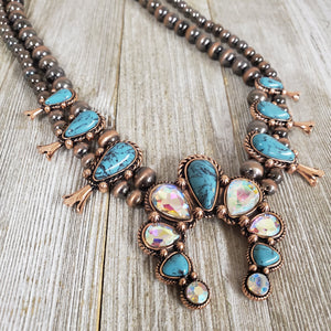 Copper, AB & Turquoise Naja Squash Necklace