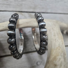 Navajo Inspired Silver Pearl Hoops ~ large