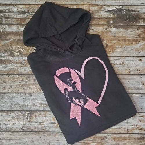 Buckin' for a Cure HEART & BUCKING HORSE ~ Hoodie {pre-order} - My Wyo Designs