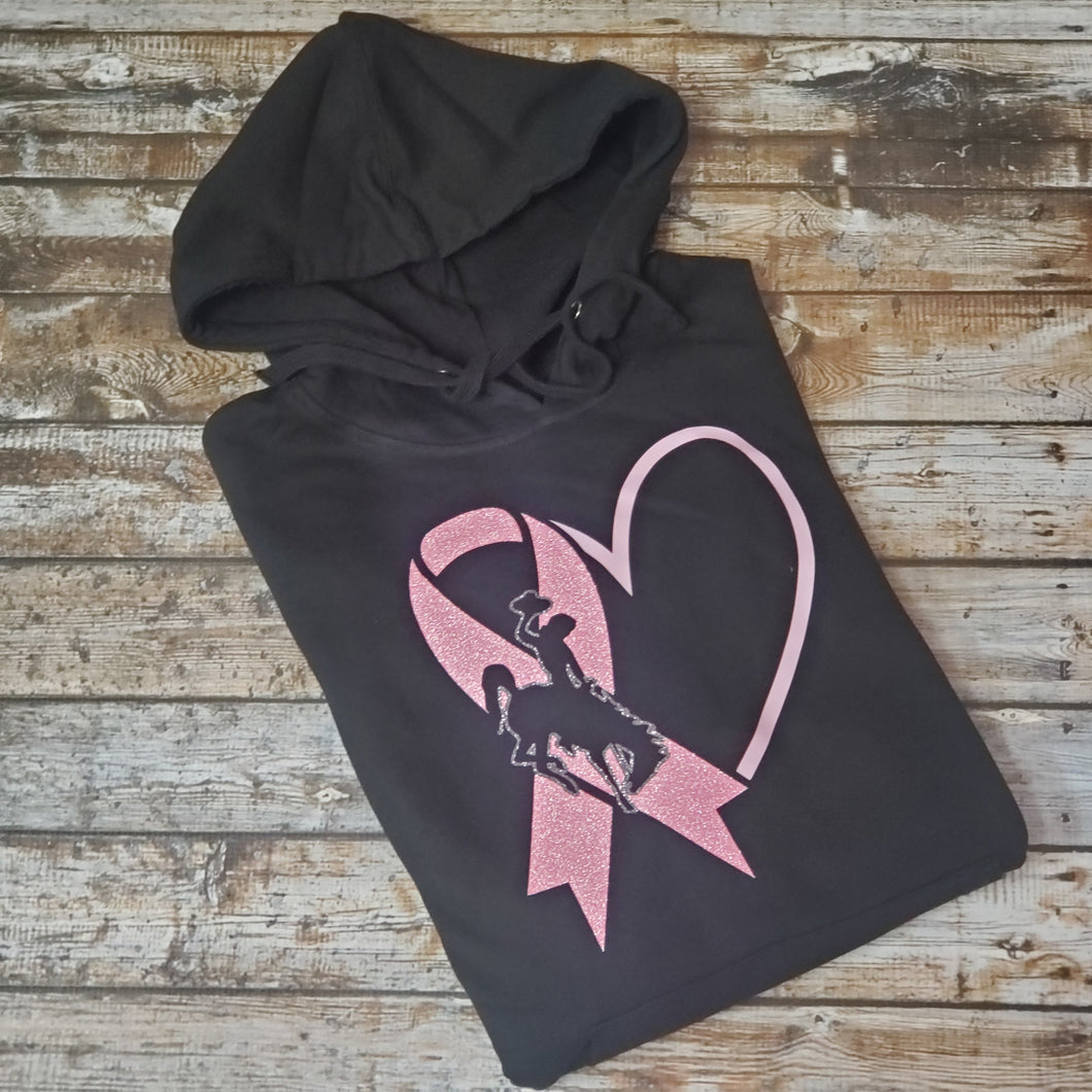 Buckin' for a Cure HEART & BUCKING HORSE ~ Hoodie {pre-order} - My Wyo Designs