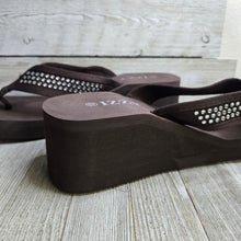 Brown Crystal accent, wedge Flip Flops - My Wyo Designs