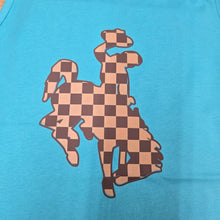 Prairie Brown Check wide strap tank ~ Tahiti Teal