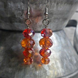 Ombre' Orange 4 Bead Cut Glass Earrings - My Wyo Designs