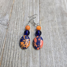 Royal & Orange Mosaic Oval Earring #4 - My Wyo Designs