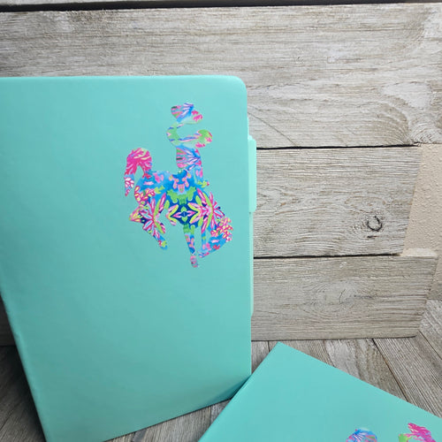Big Bucking Horse Note Pad w/pen ~ Light Aqua & Tropical Floral - My Wyo Designs