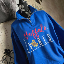 Buffalo Vibes ~ Royal 3/4 Zip Fleece top - My Wyo Designs
