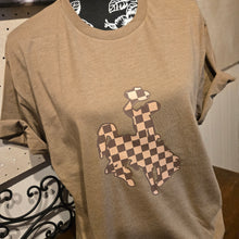 Prairie Brown Check bucking horse ~ LAT Vintage Coyote Tee