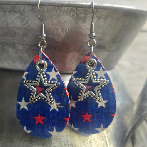 Itty Bitty Star Leather earrings~ Red & Royal