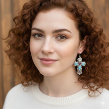 Aztec Cross Red & Turquoise Earrings