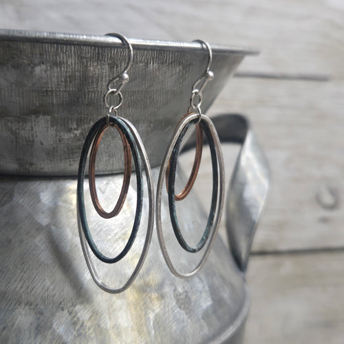 Tritone Oval Spinning Earrings - My Wyo Designs